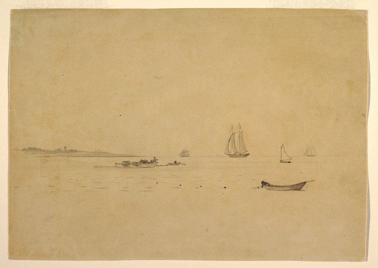 Desenho, Ponta de terra com um farol, ca. 1880 de Winslow Homer