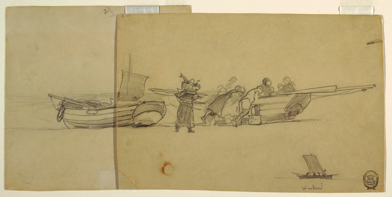 Desenho, Parte de um barco de pesca, Inglaterra, 1881-82 de Winslow Homer