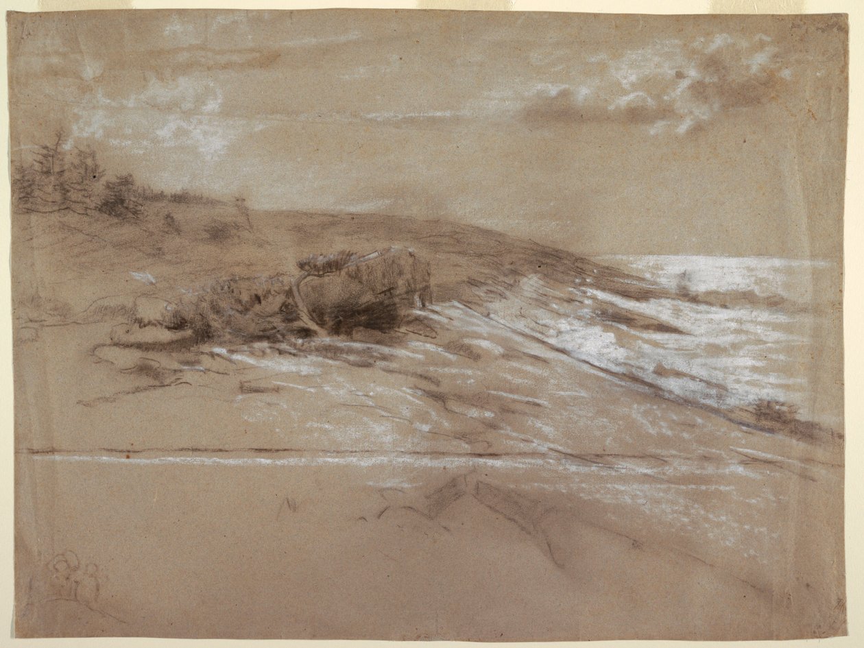 Desenho, Costa marítima com pinheiros, Prout