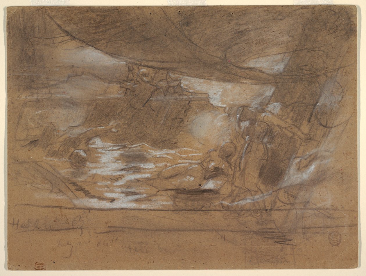 Desenho, convés de navio com duas mulheres, possivelmente 15 de julho de 1886 de Winslow Homer