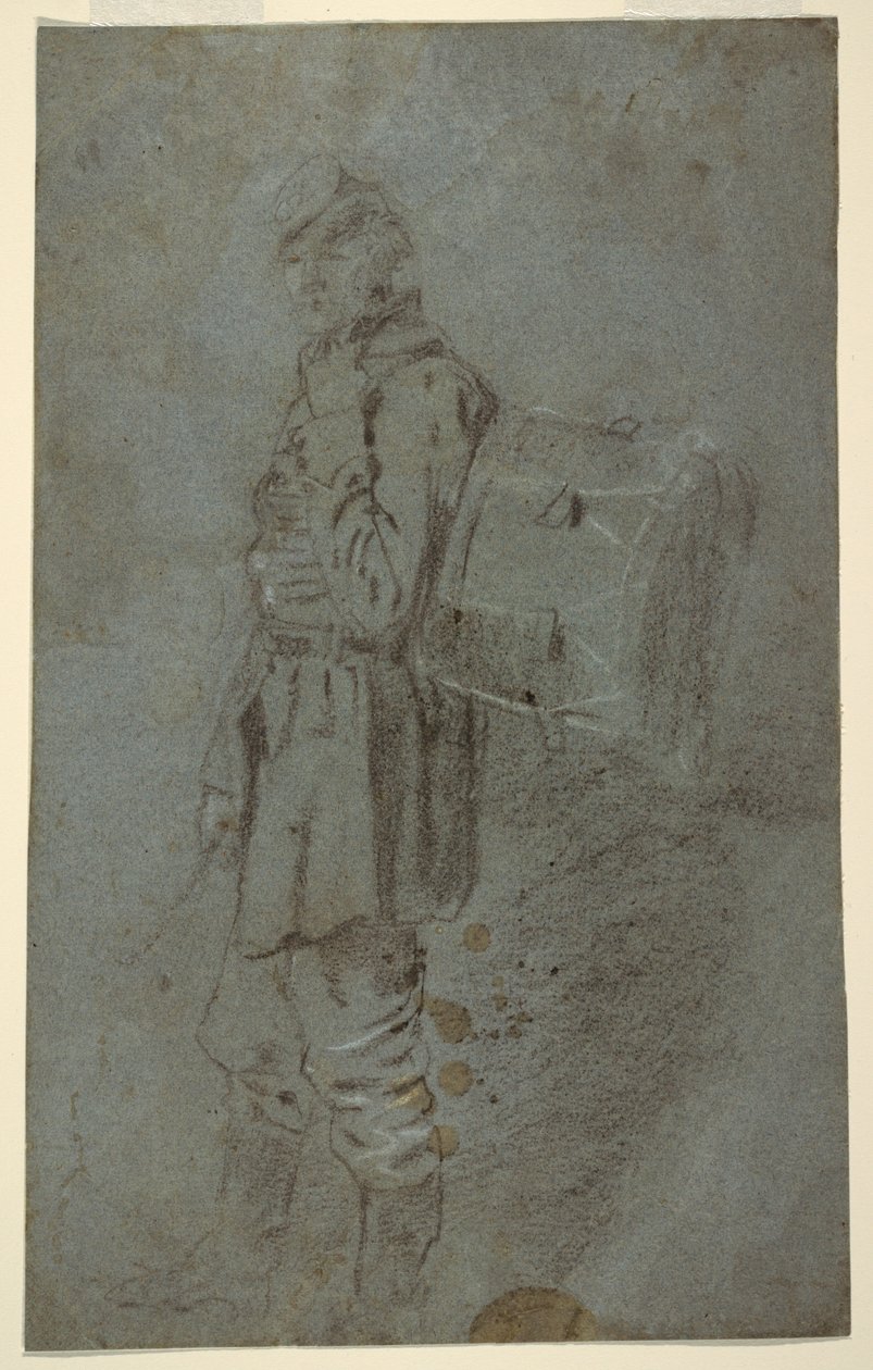 Desenho, Vista lateral de um baterista, ca. 1864 de Winslow Homer