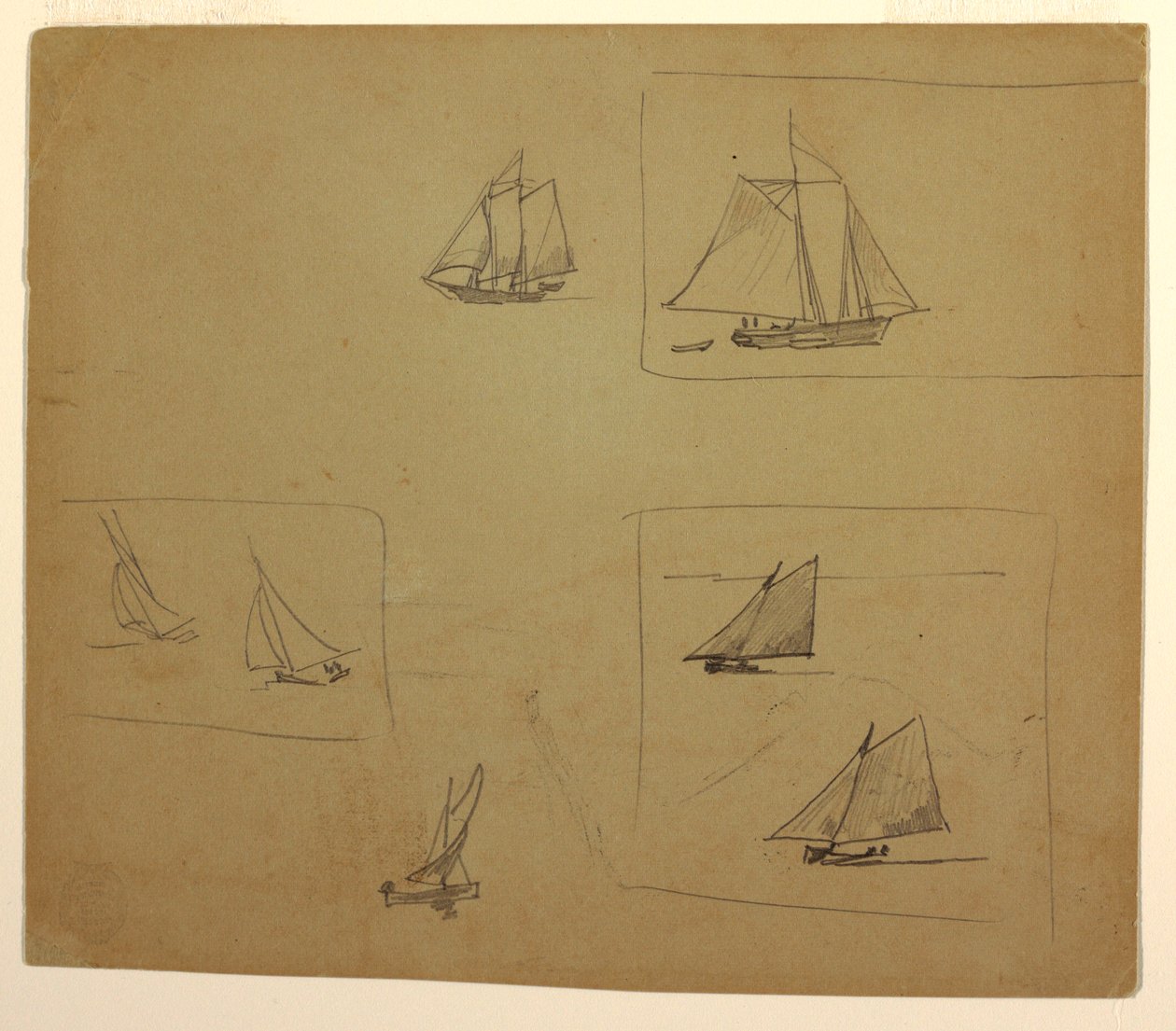 Desenho, Esboços de embarcações à vela, 1881-82 de Winslow Homer