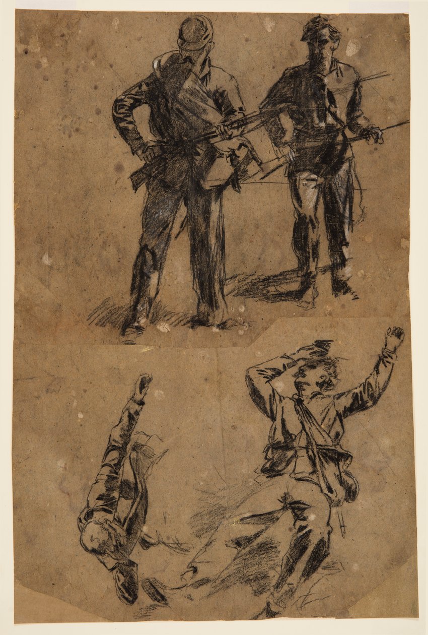 Desenho, Estudos de soldados, 1863-65 de Winslow Homer