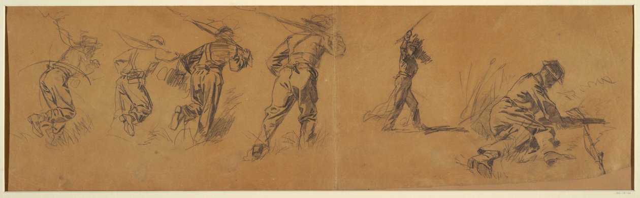 Desenho, Estudos de soldados, 1863-65 de Winslow Homer