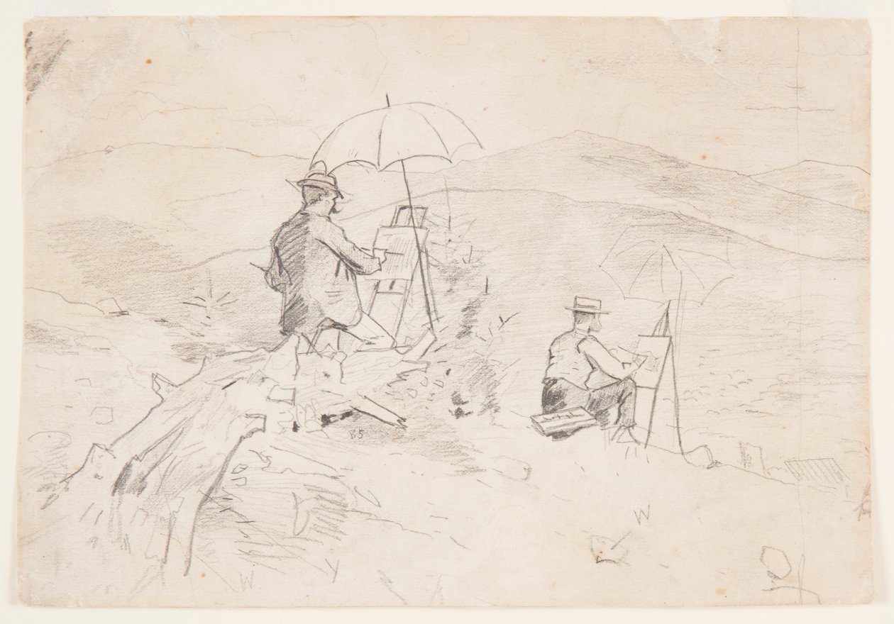 Desenho, Estudo para "Artistas Desenhando nas Montanhas Brancas" e "O Artista no Campo", 1868 de Winslow Homer