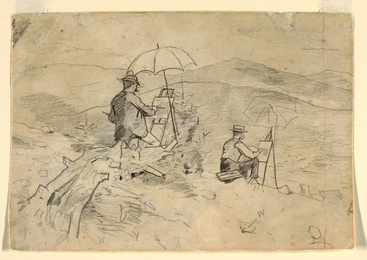 Desenho, Estudo para "Artistas Desenhando nas Montanhas Brancas" e "O Artista no Campo", 1868 de Winslow Homer