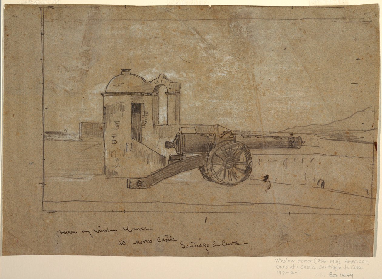 Desenho, Estudo para "Holofote, Entrada do Porto, Santiago de Cuba", 1885 de Winslow Homer