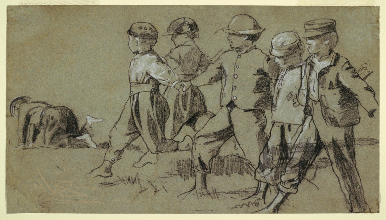 Desenho, Estudo para "Snap the Whip", 1872 de Winslow Homer