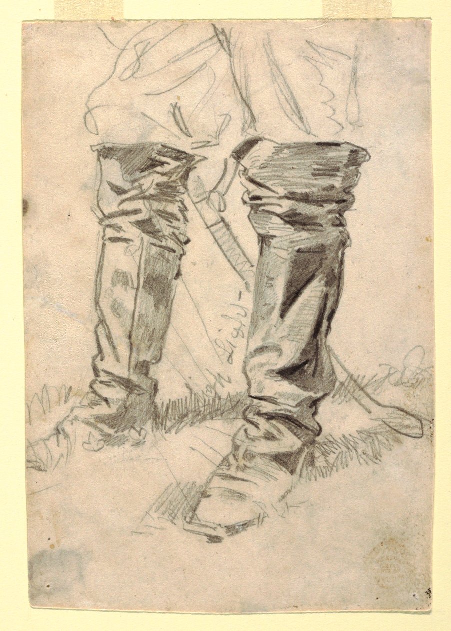 Desenho, Estudo das botas de um oficial de cavalaria, 1862-64 de Winslow Homer