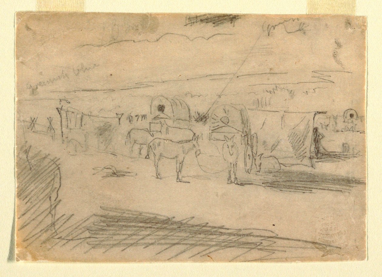 Desenho, Comboio de vagões do exército, 1862 de Winslow Homer