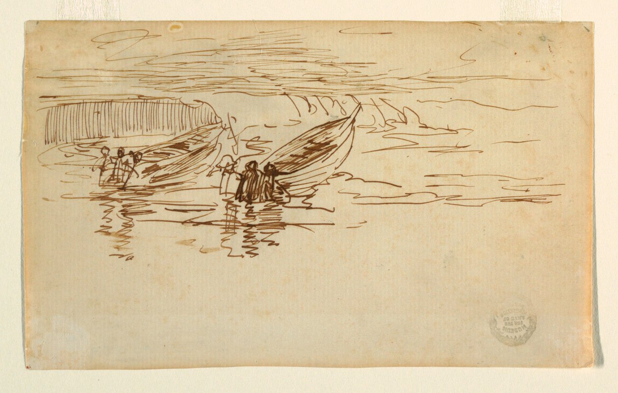Desenho, Dois Dories a serem lançados, Inglaterra, 1881 de Winslow Homer
