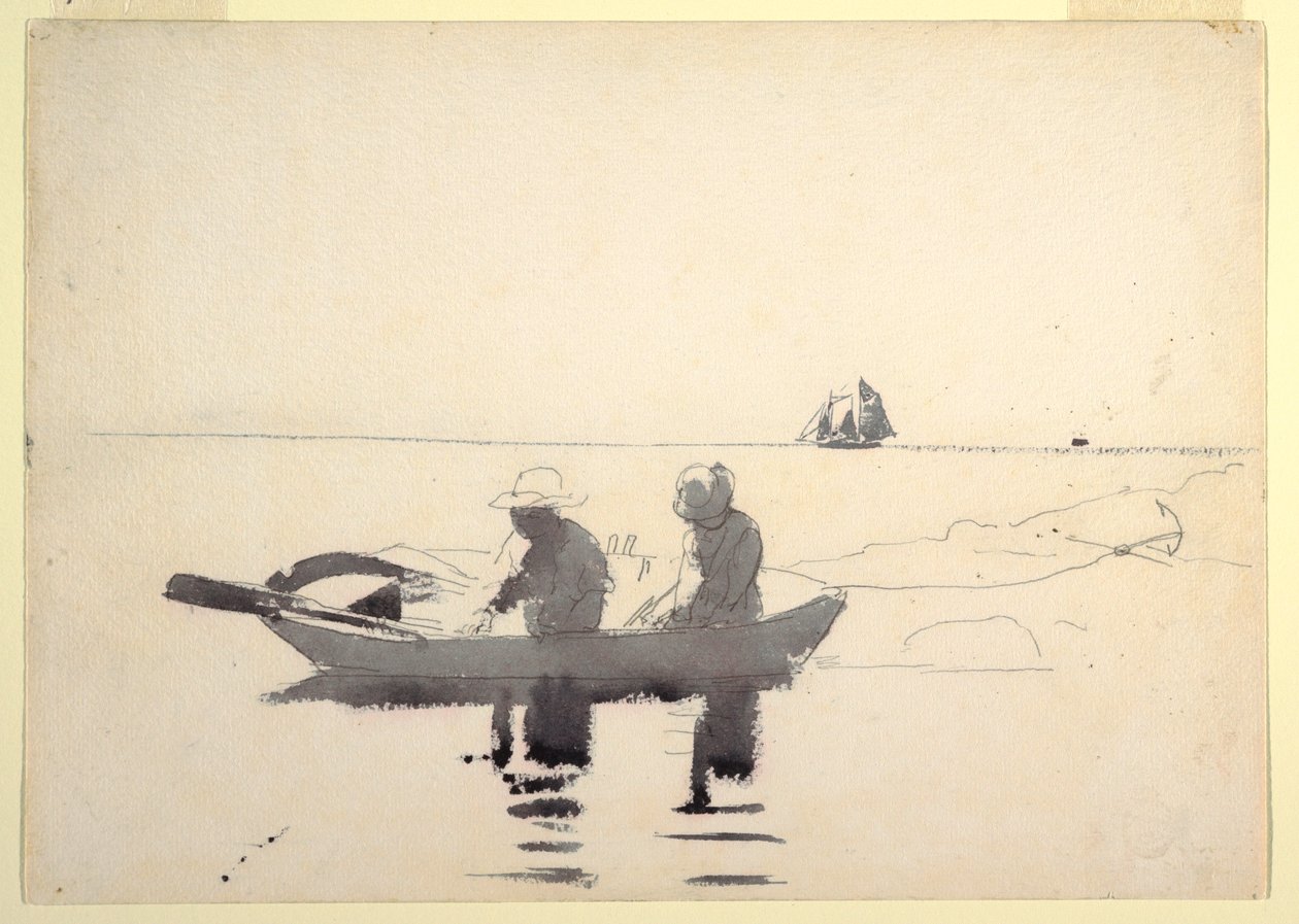 Desenho, Duas figuras num barco a remos, 1880 de Winslow Homer