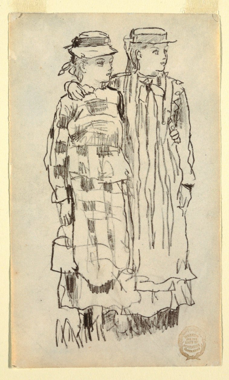 Desenho, Duas raparigas, 1879 de Winslow Homer