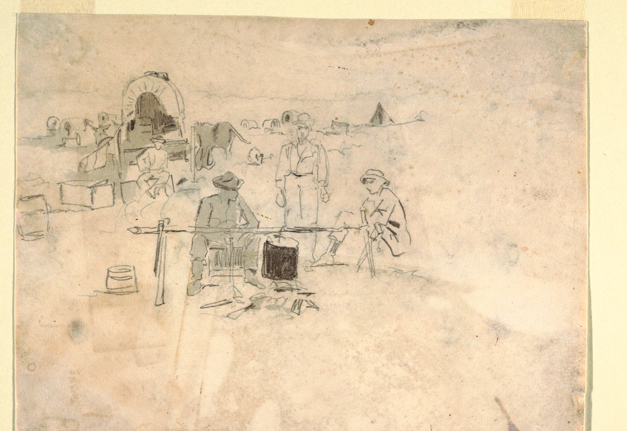 Desenho, Dois Estudos de um Corneteiro, 1862-64 de Winslow Homer