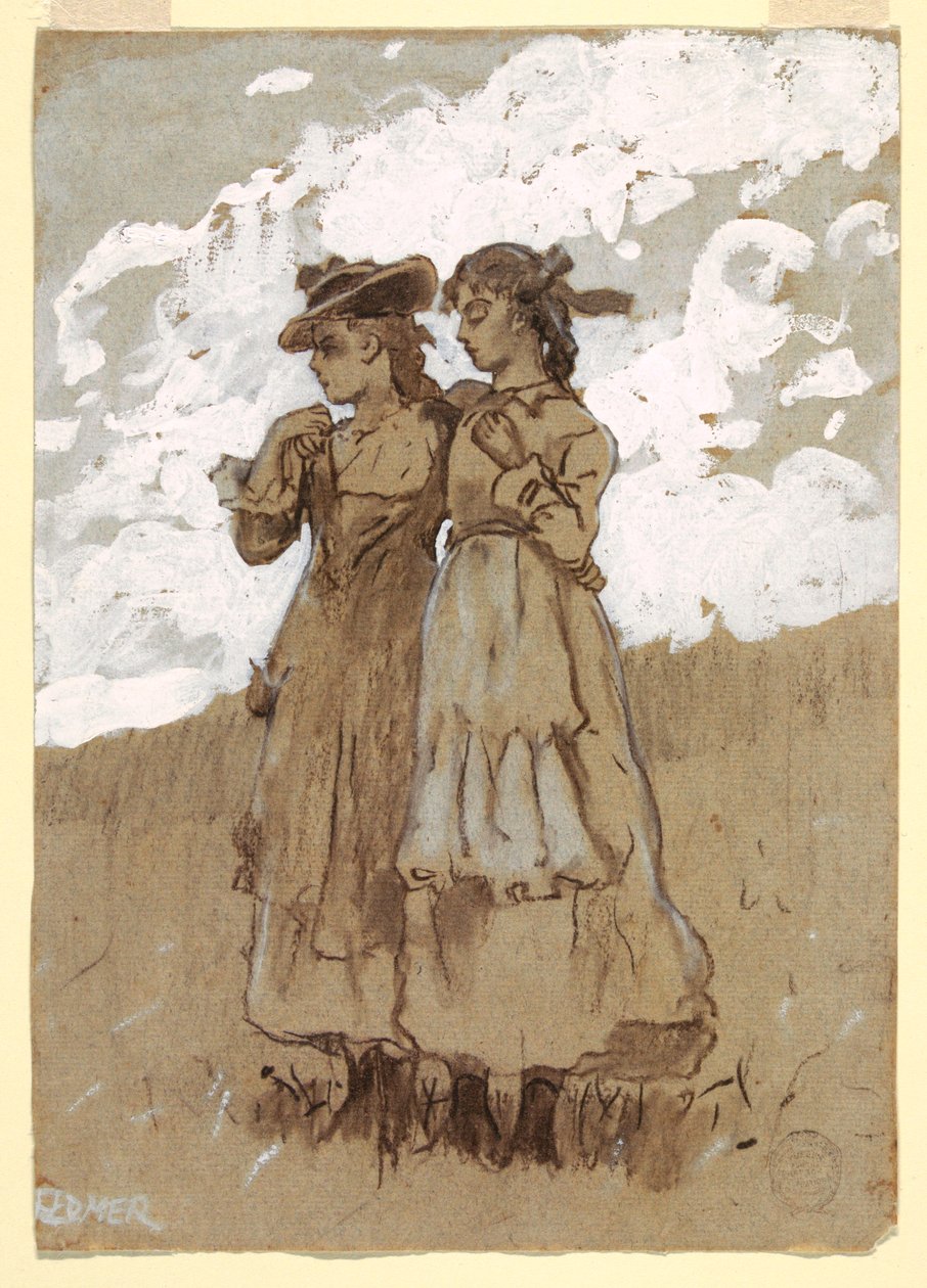 Desenho, Duas raparigas, 1878-79 de Winslow Homer