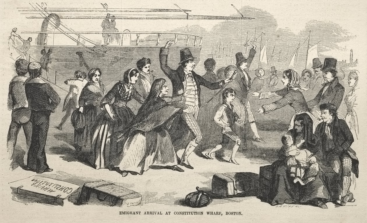 Chegada de emigrantes ao cais Constitution, Boston de Winslow Homer