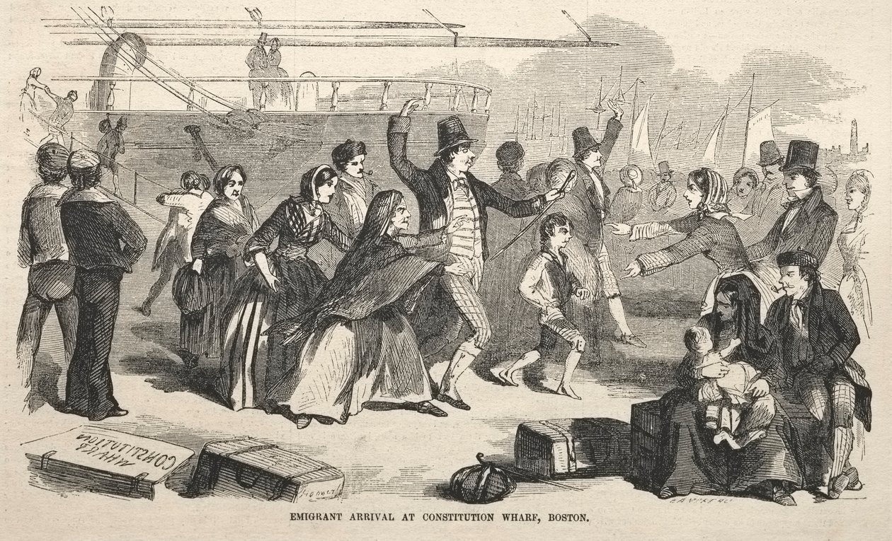 Chegada do emigrante no Constitution Wharf, Boston, 1857. de Winslow Homer