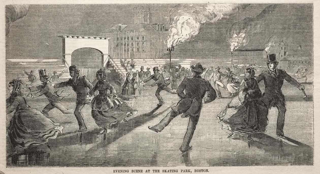 Cena noturna no parque de patinagem, em Boston de Winslow Homer