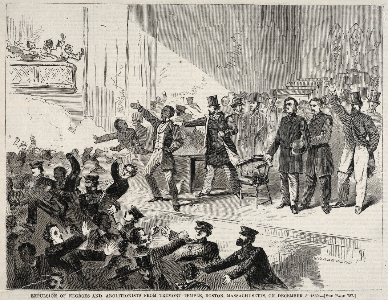 Expulsão de negros e abolicionistas do Templo de Tremont, Boston, Massachusetts..., 1860. de Winslow Homer