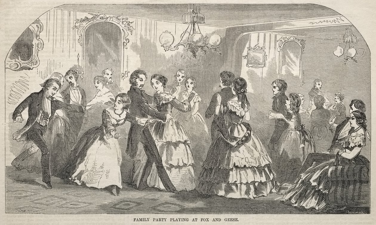 Festa em família a jogar «Fox and Geese» de Winslow Homer