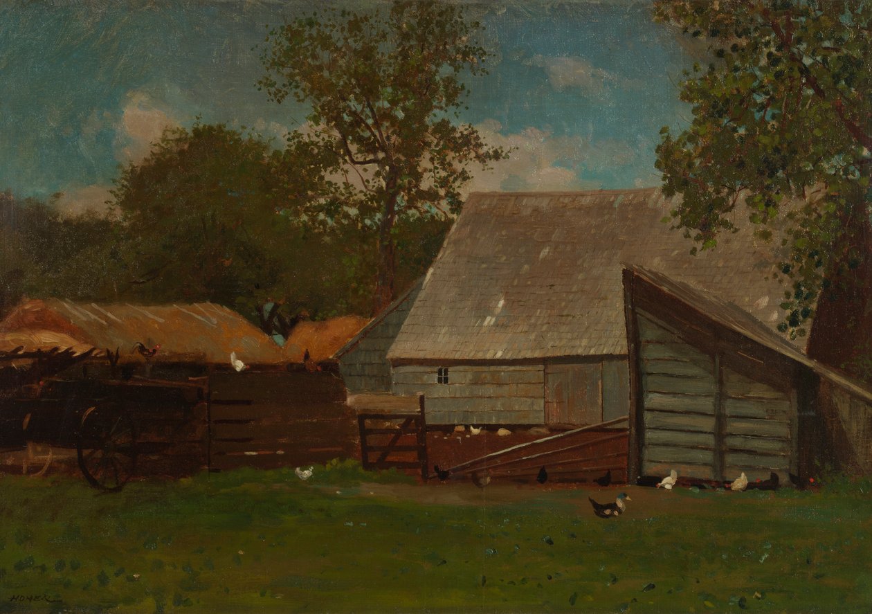 Quinta com patos e galinhas de Winslow Homer