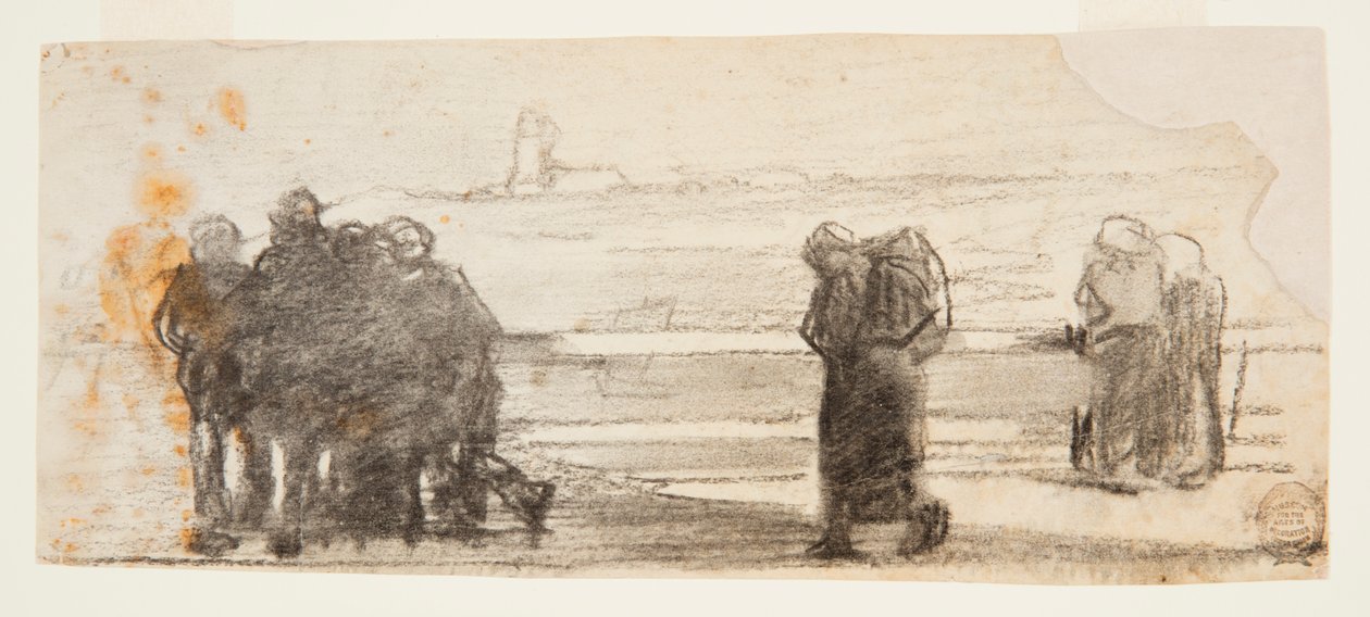Figuras com vista para a baía e o bote, Cullercoats, Inglaterra de Winslow Homer