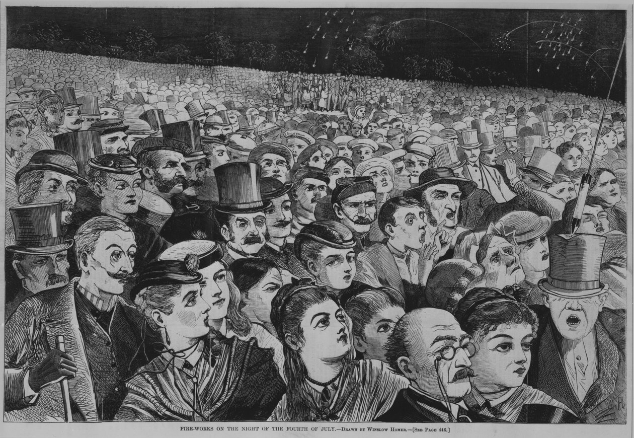 Fogo-Works na noite de quatro de julho de 1868 (gravura em madeira) de Winslow Homer