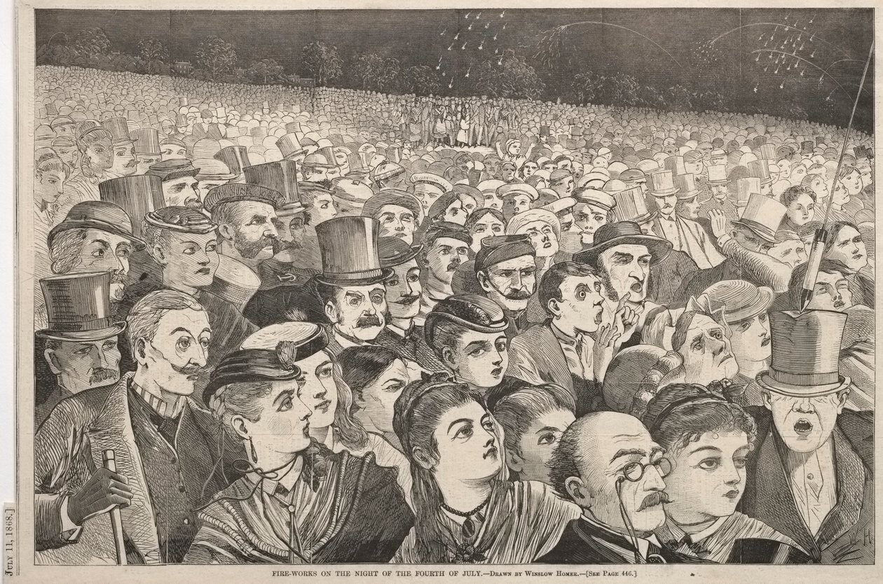 Trabalhos com fogo na noite de quatro de julho de 1868. de Winslow Homer