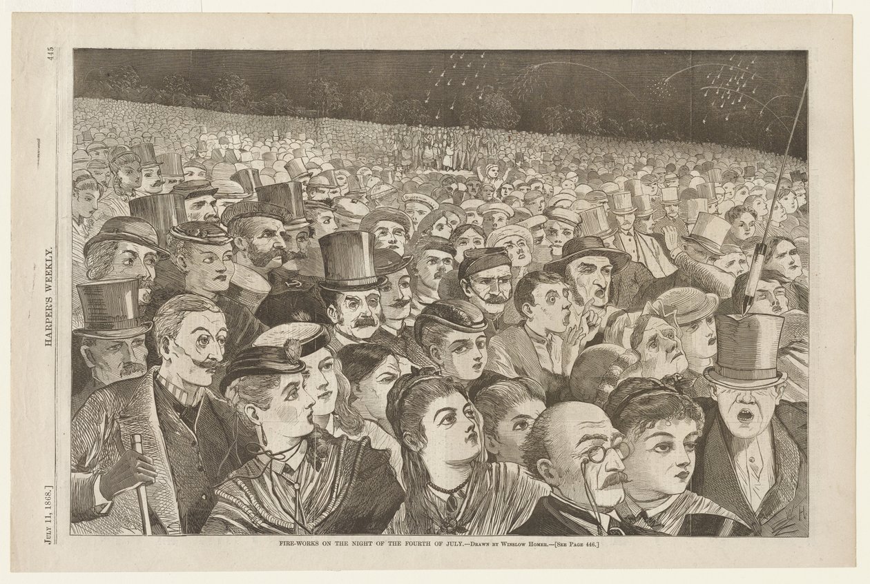Fogo-de-artifício na noite de Quatro de Julho de Winslow Homer