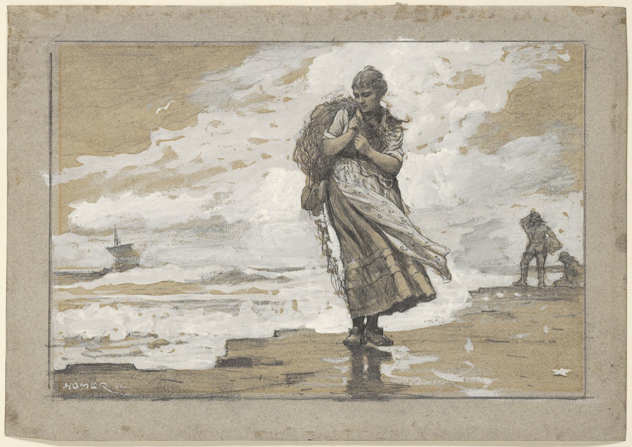 Rapariga pescadora com rede de Winslow Homer