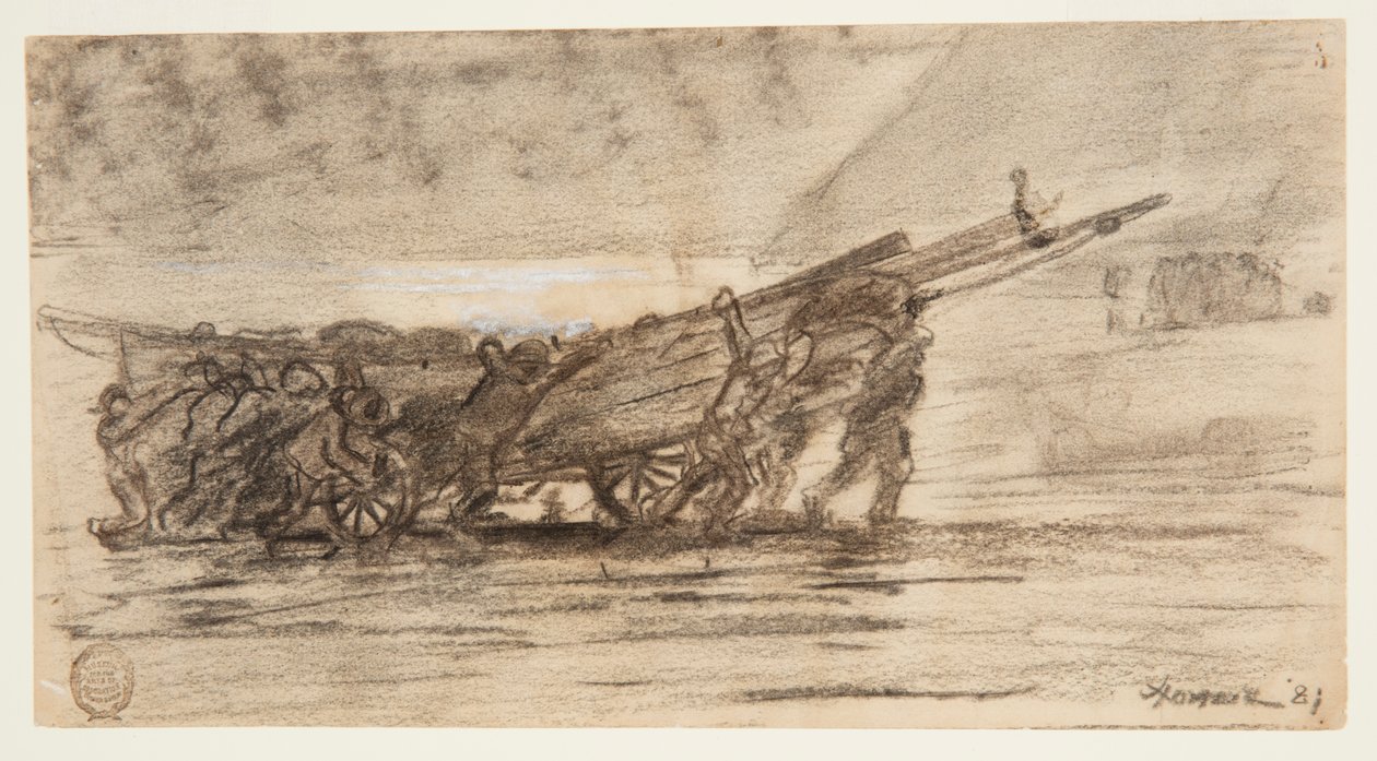 Pescadores encalhando um barco, Cullercoats, Inglaterra de Winslow Homer