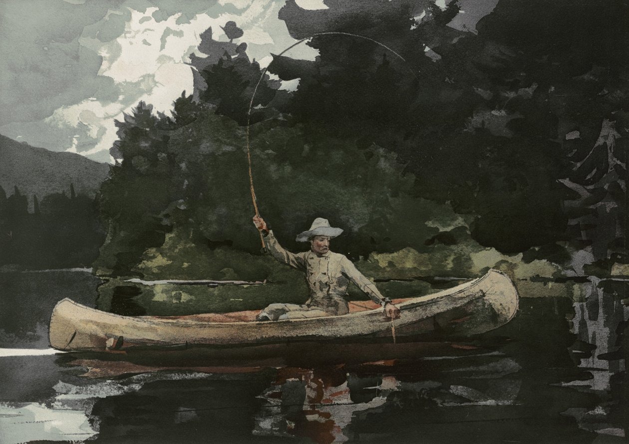 Pesca no Bosque do Norte, publicado por L. Prang & Co., 1896 de Winslow Homer