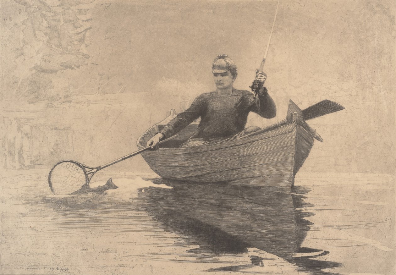Fly Fishing, Lago Saranac, 1889. de Winslow Homer