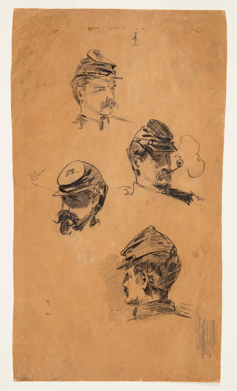 Quatro estudos de cabeças de soldados de Winslow Homer