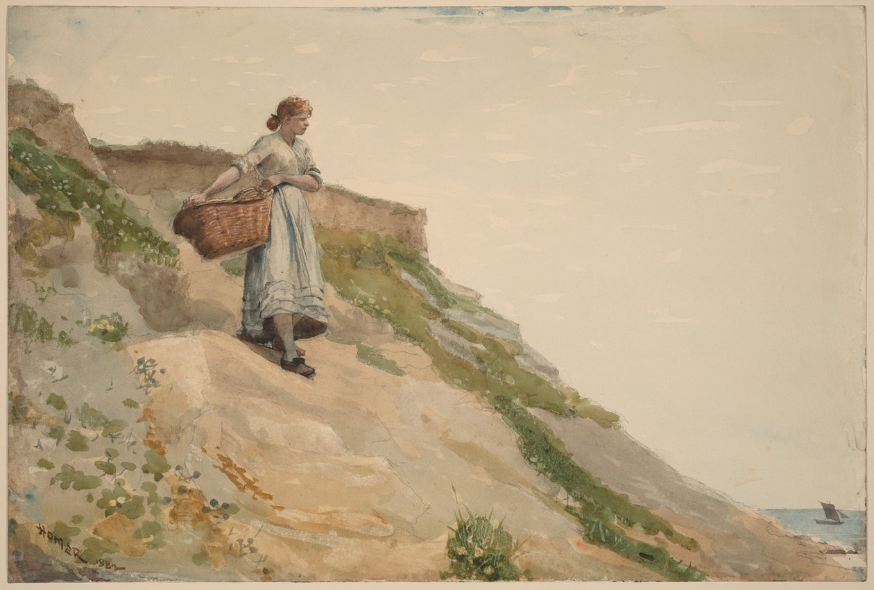 Menina a carregar um cesto de Winslow Homer