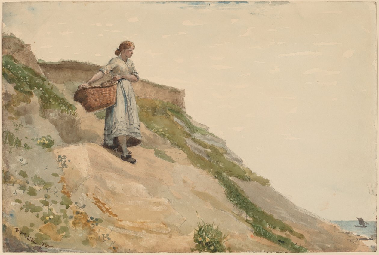 Girl Carrying a Basket, 1882. de Winslow Homer