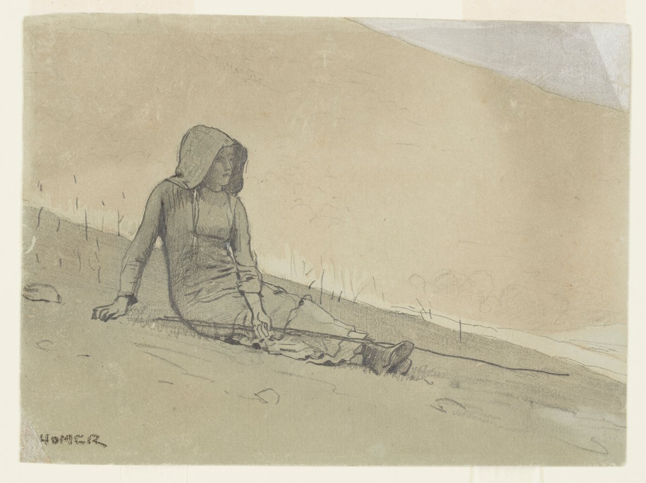 Garota sentada em uma encosta de Winslow Homer