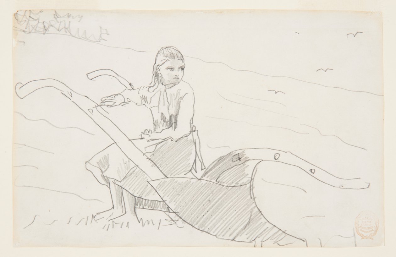 Garota sentada em um arado de Winslow Homer