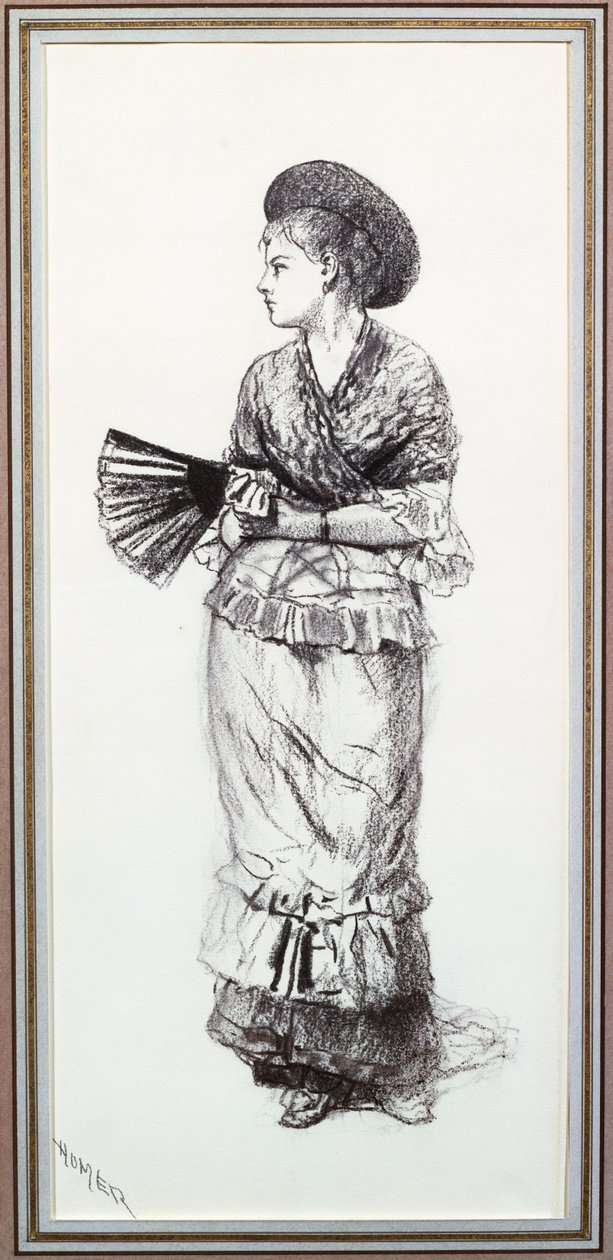 Garota com Ventilador (carvão sobre papel) de Winslow Homer