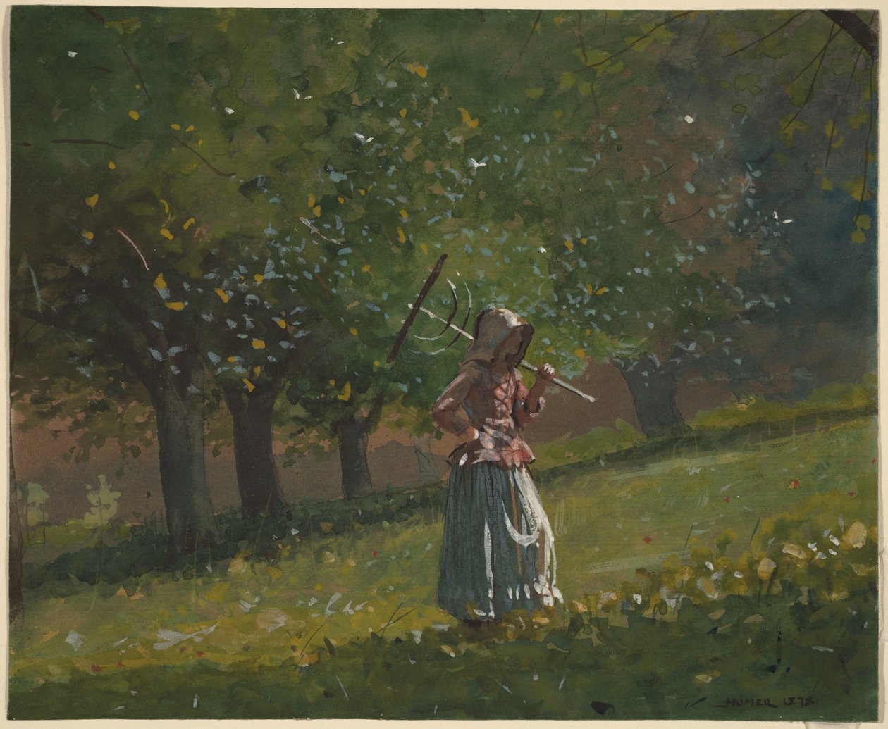 Rapariga com ancinho de feno de Winslow Homer