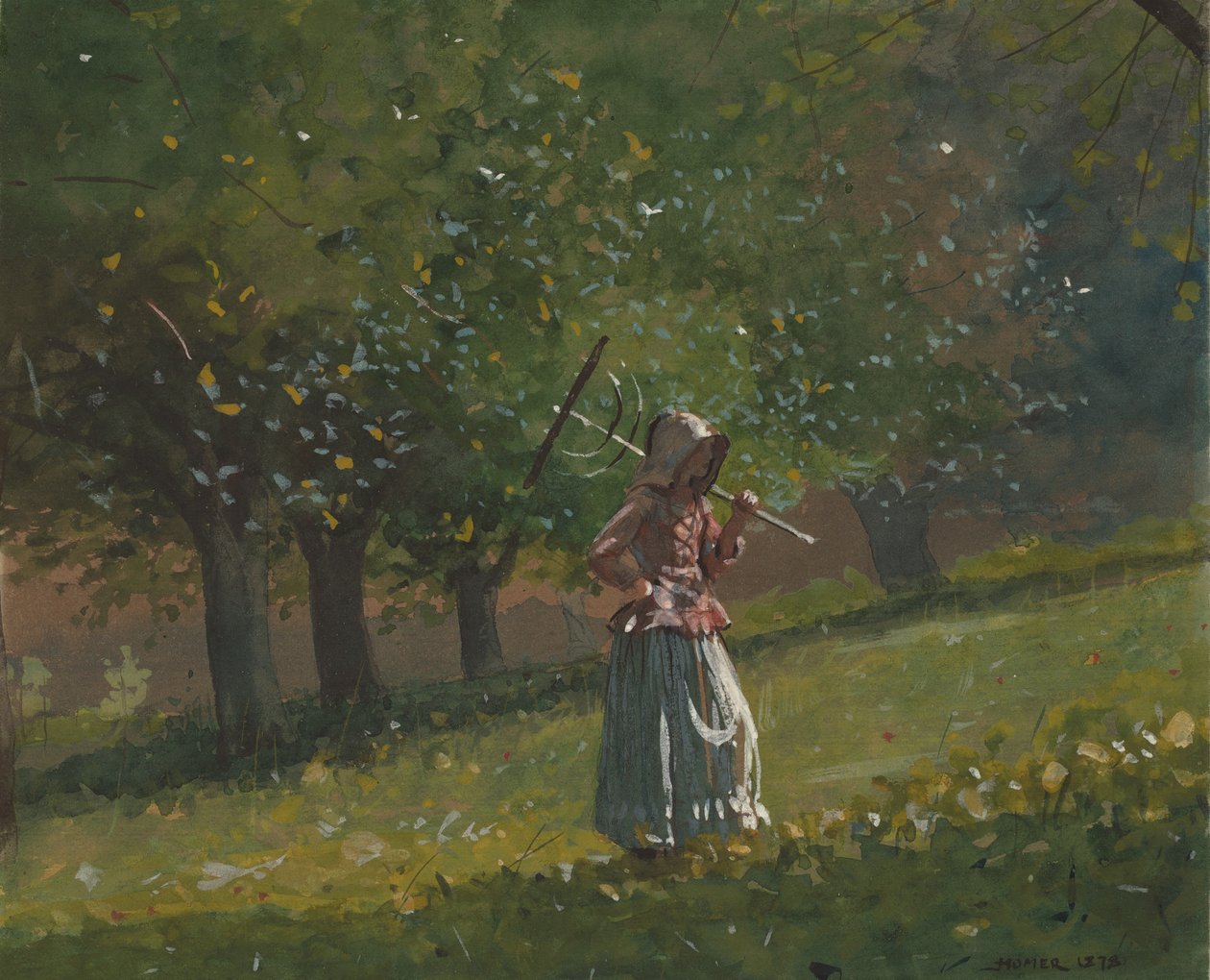 Rapariga com Hay Rake, 1878. de Winslow Homer