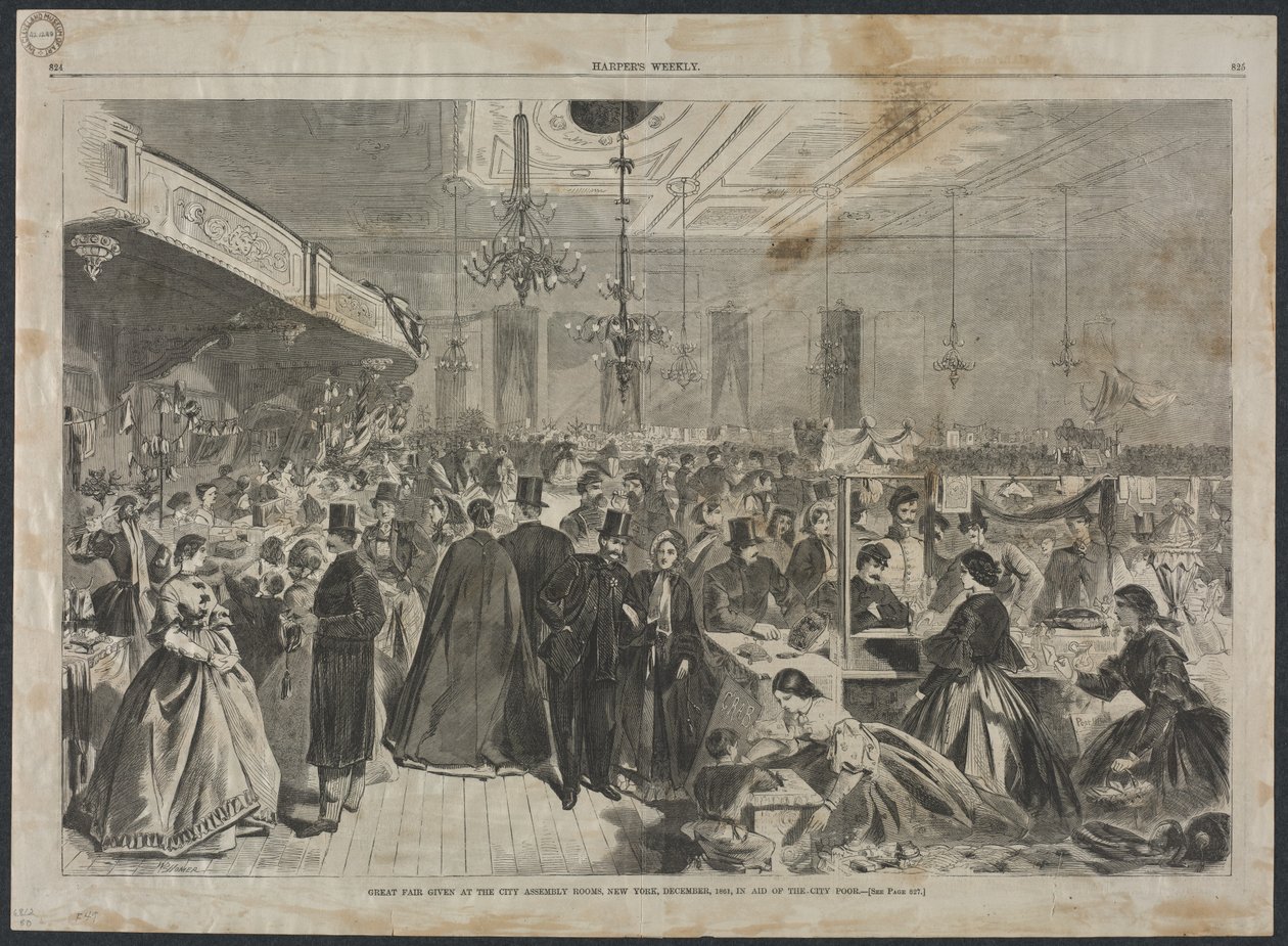Grande feira realizada na City Assembly Rooms, Nova Iorque, em dezembro de 1861, para ajudar os pobres da cidade de Winslow Homer
