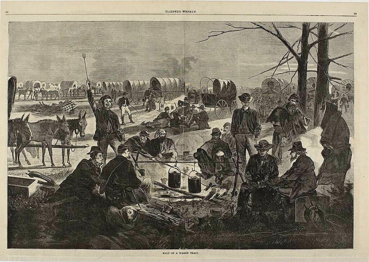 Paragem de um comboio de vagões de Winslow Homer