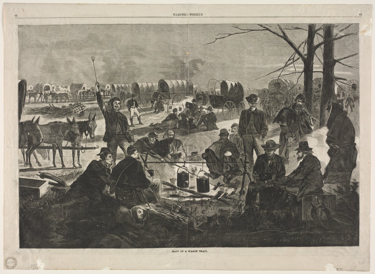Parada do trem de vagão, 1864. de Winslow Homer