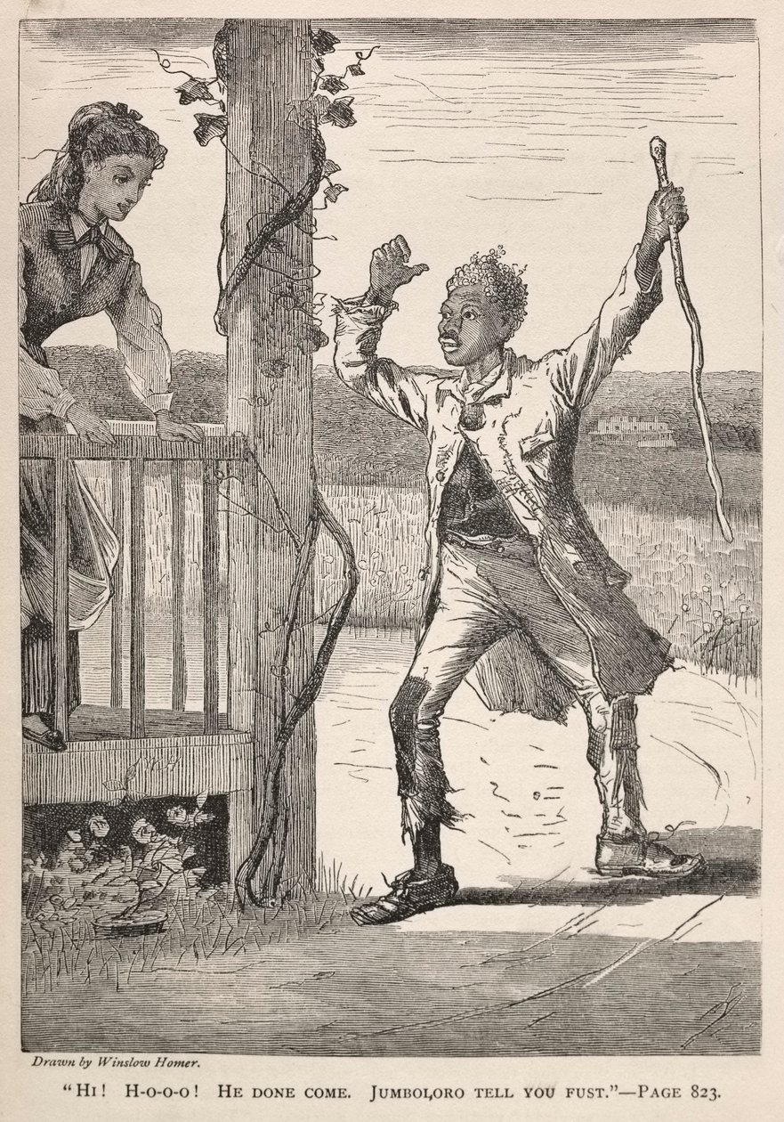 "Olá! H-O-O-O!  Ele já chegou.  Jumboloro diz-te primeiro." de Winslow Homer