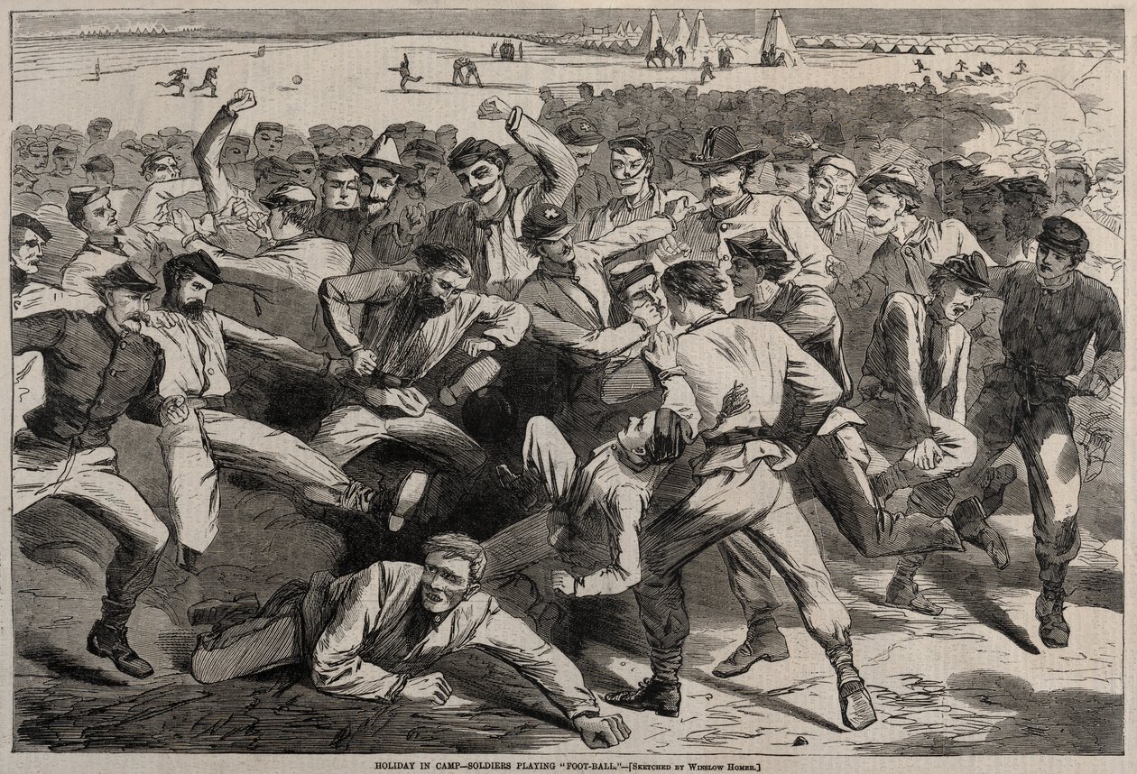 Férias no acampamento - Soldados a jogar «futebol» de Winslow Homer