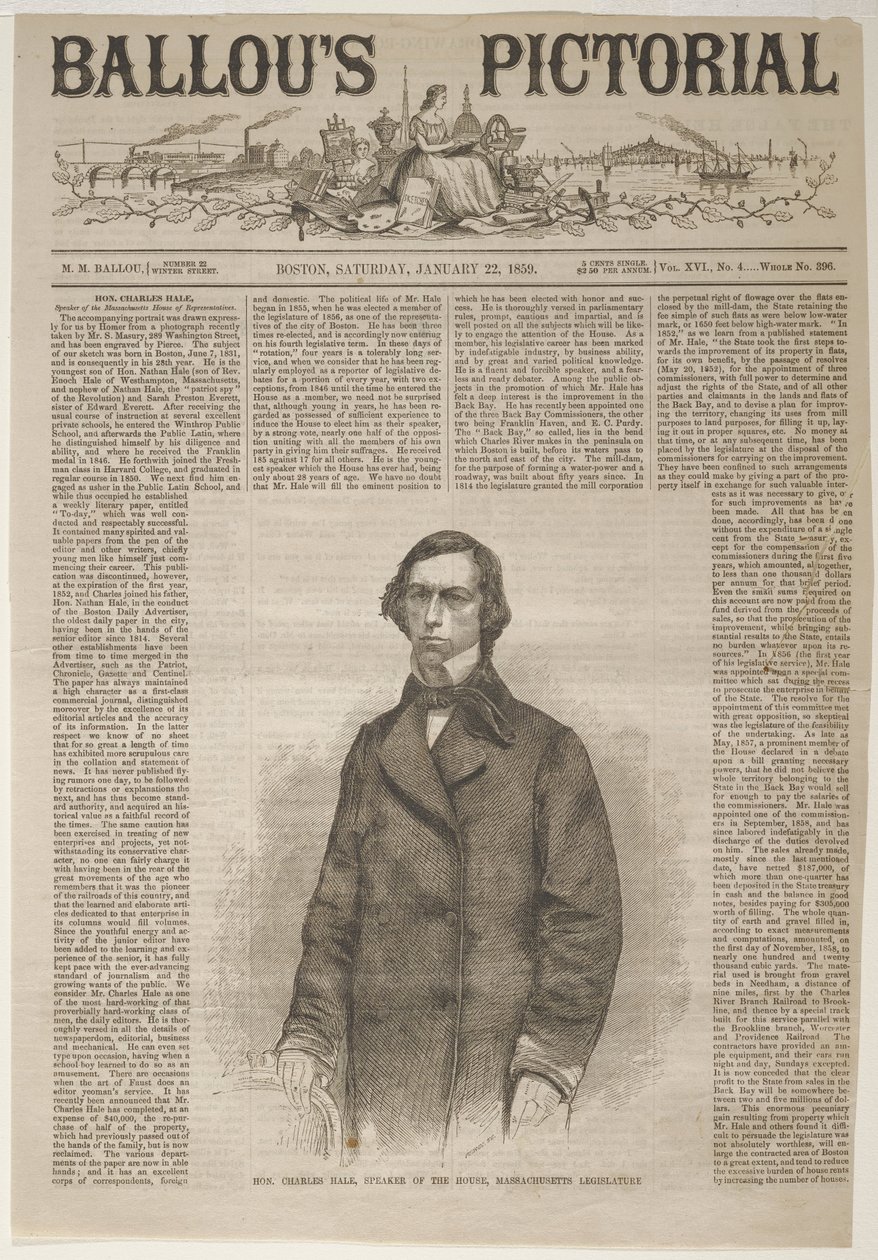O honorável Charles Hale, presidente da Câmara, legislatura de Massachusetts de Winslow Homer