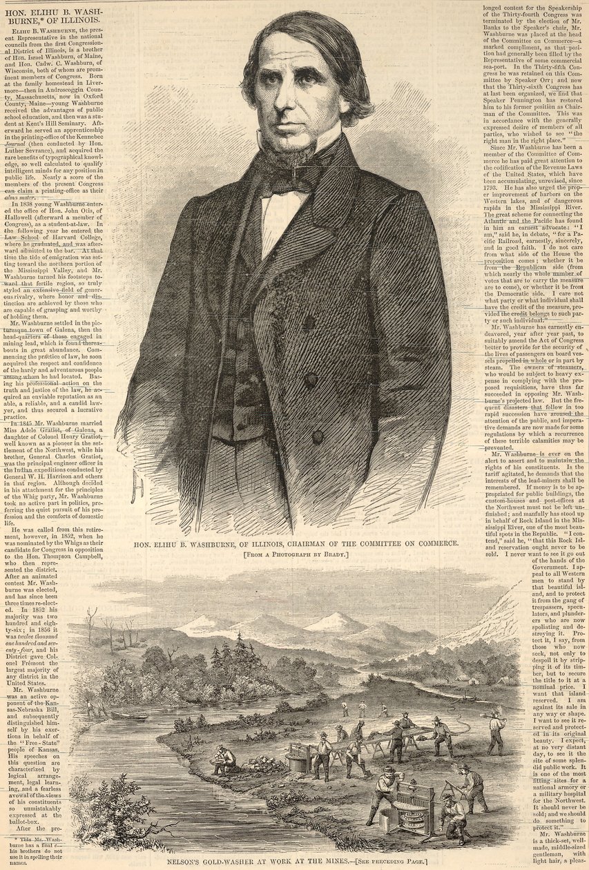 O honorável Elihu B. Washburne do Illinois, presidente da Comissão do Comércio, de Harper