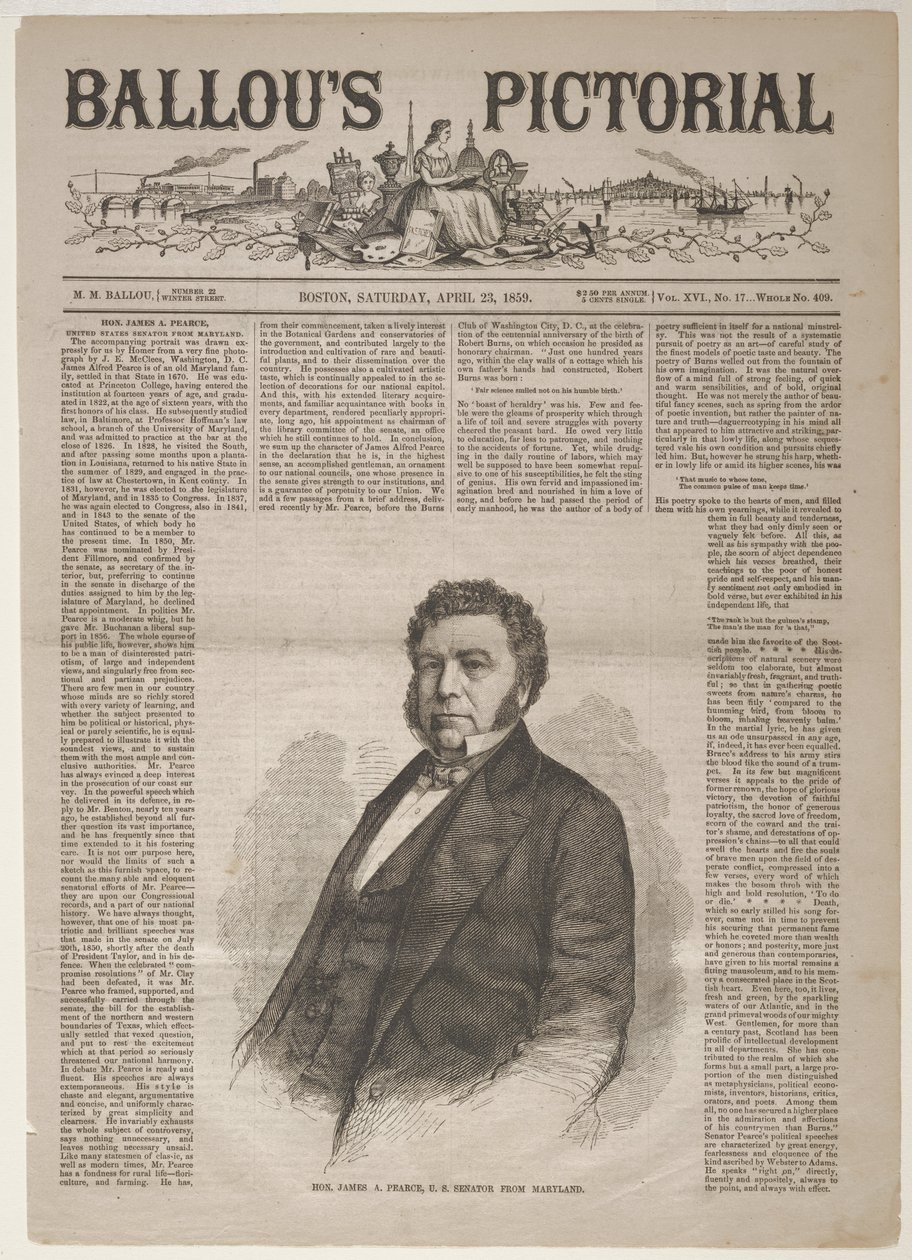 O honorável James A. Pearce, senador dos Estados Unidos pelo Maryland de Winslow Homer