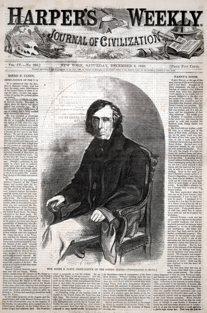 O honorável Roger B. Taney, presidente do Supremo Tribunal dos Estados Unidos, de Harper